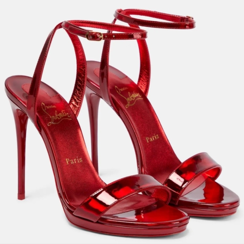 Christian Louboutin Red Patent Leather Stiletto Sandals